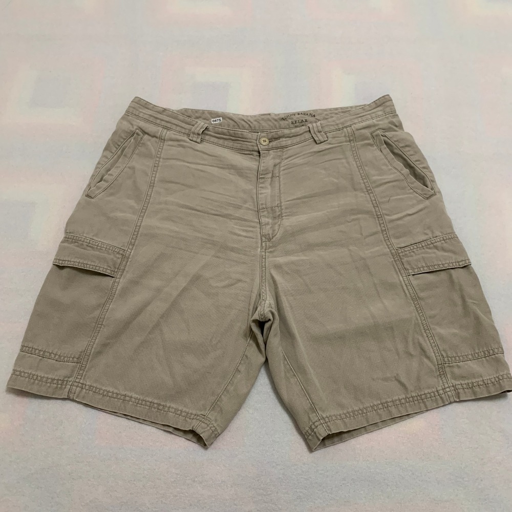 Tommy Bahama Cargo Shorts Men's 38 Khaki Tan Relax Fit Tencel Cotton 9" Inseam